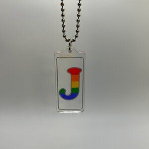 DG-5 Acrylic Keychain with a Rainbow Letter "J" Cutout